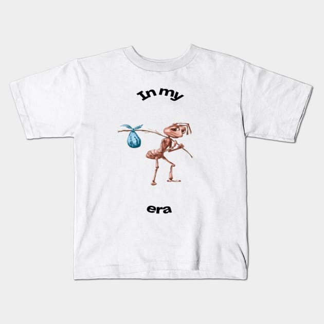 In my Sad ant with bag leaving era meme cartoon Kids T-Shirt by GoldenHoopMarket